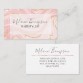 Trendy roze gouden marmeren make-up kapsalon visitekaartje (Voorkant / Achterkant)