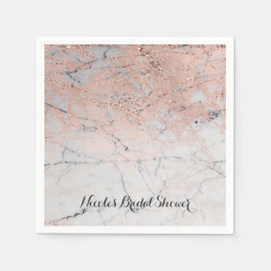 Trendy Roze Gouden Moderne Marmeren Glam Bruilofts Servetten