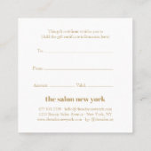 Trendy roze gouden typografie salon cadeaubon kortingskaartje (Achterkant)