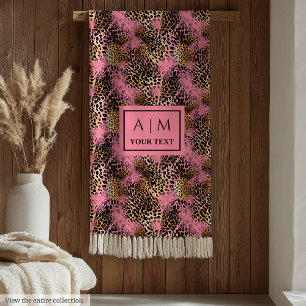 Trendy roze gouden waterverf luipaard vel deken