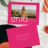 Trendy Roze Grad 2025 Script Foto Afstuderen Aankondiging