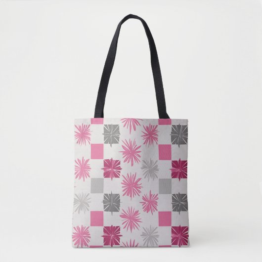 Trendy Roze Grijs Starburst Vierkant Abstract Tas (Voorkant)