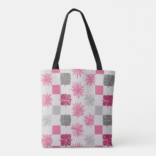 Trendy Roze Grijs Starburst Vierkant Abstract Tas (Achterkant)