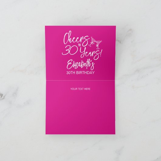 Trendy roze grillige hand getekend 30e verjaardag bedankkaart (Binnen)