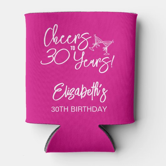 Trendy roze grillige hand getekend 30e verjaardag blikjeskoeler (Voorkant)