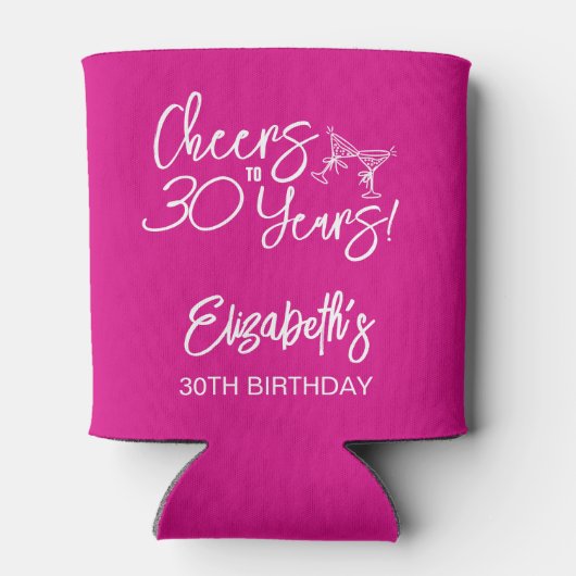 Trendy roze grillige hand getekend 30e verjaardag blikjeskoeler (Achterkant)
