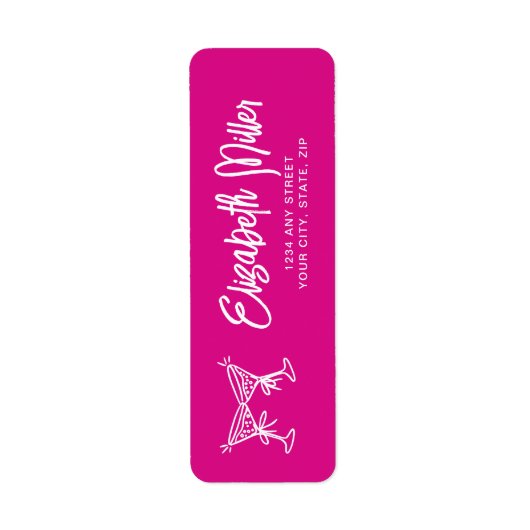 Trendy roze grillige hand getekend 30e verjaardag etiket (Voorkant)