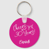 Trendy roze grillige hand getekend 30e verjaardag sleutelhanger (Voorkant)