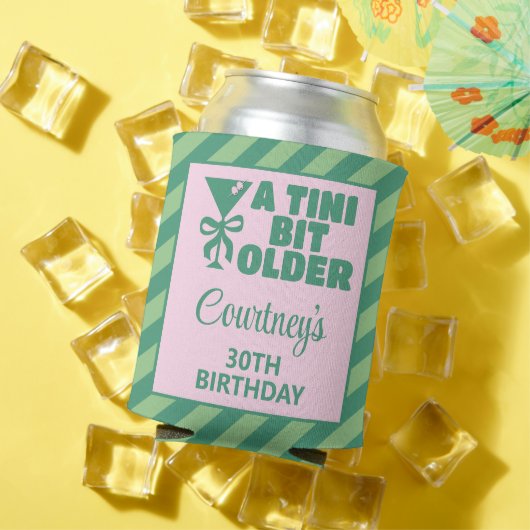 Trendy Roze & Groen Een Tini Beetje Ouder 30e Verj Blikjeskoeler (Insitu Zomer)