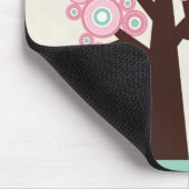 Trendy roze groene cirkels boomvogelmousepad muismat (Hoek)