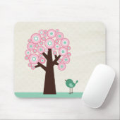 Trendy roze groene cirkels boomvogelmousepad muismat (Met muis)