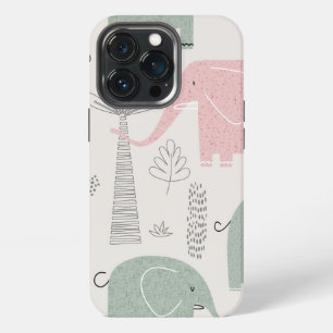 Trendy Roze Groene Moderne Olifant Stijve Hoes iPhone 13 Pro Hoesje
