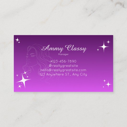 Trendy Roze Haar Stylist Schattigee Moderne Salon Visitekaartje (Achterkant)