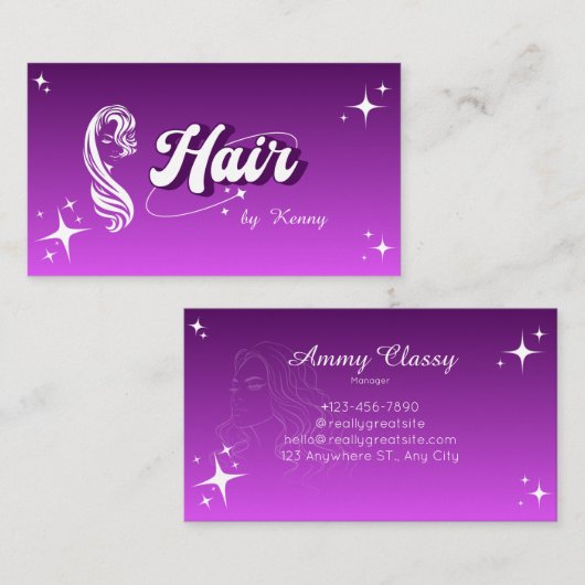 Trendy Roze Haar Stylist Schattigee Moderne Salon Visitekaartje (Voorkant / Achterkant)