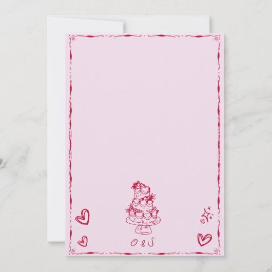 Trendy roze Hand getrokken eigenzinnige krabbel br Kaart (Achterkant)