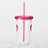 Trendy roze hart aangepaste naam Valentijnsdag Acryl Drinkbeker (Rechts)