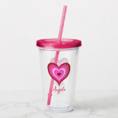 Trendy roze hart aangepaste naam Valentijnsdag Acryl Drinkbeker (Achterkant)