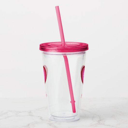 Trendy roze hart aangepaste naam Valentijnsdag Acryl Drinkbeker (Links)