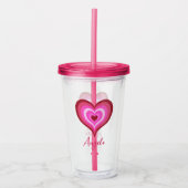 Trendy roze hart aangepaste naam Valentijnsdag Acryl Drinkbeker (Voorkant)