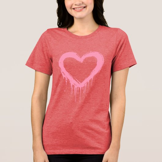 Trendy Roze Hart Y2K Esthetisch Tri-Blend Shirt (Voorkant)