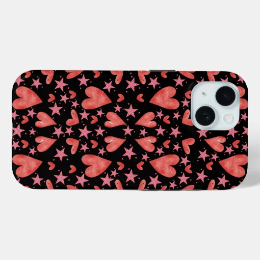 Trendy Roze Harten en Sterren Valentijn Case-Mate iPhone Case (Achterkant (horizontaal))