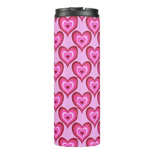 Trendy roze harten Valentijnsdag Thermosbeker (Achterkant)