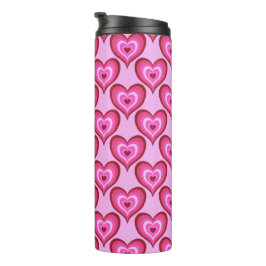 Trendy roze harten Valentijnsdag Thermosbeker