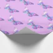 Trendy roze holografisch vlinderinpakpapier cadeaupapier (Hoek)