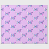 Trendy roze holografisch vlinderinpakpapier cadeaupapier (Vlak)