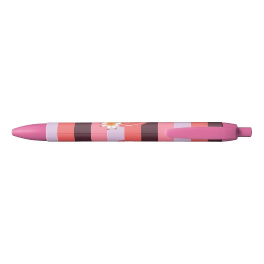 Trendy Roze Hues Stripes met Daisy Monogram Pen (Achterkant)