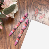 Trendy Roze Hues Stripes met Daisy Monogram Pen