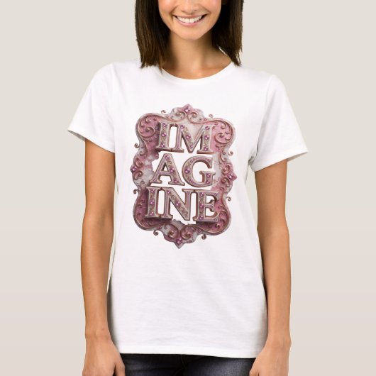 Trendy Roze IMAGINE Custom T-shirt (Voorkant)