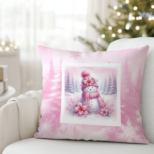 Trendy Roze Kerst Cozy Winterbos Kinderen Kussen (Trendy Pinkmas Cozy Winter Forest Kids Gift Pillow

)