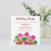 Trendy roze kerst gingerbreads kaart (Staand voorkant)