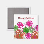 Trendy roze kerst gingerbreads magneet (Voorkant / Achterkant)