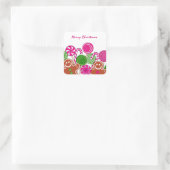 Trendy roze kerst peperkoeken vierkante sticker (Tas)