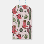 Trendy Roze Kerstlaarzen en Cactus Bedankt Cadeaulabel (Achterkant)