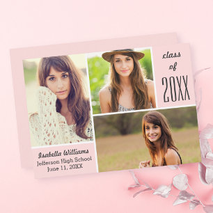 Trendy roze klasse van 20XX Afstuderen Fotocollage Kaart
