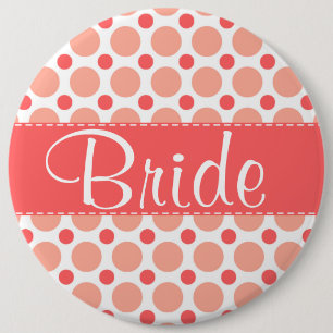 Trendy roze & koraal Polka Dots Ronde Button 6,0 Cm