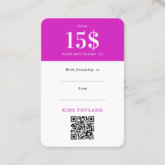 Trendy Roze Korting Voucher QR Code Script (Achterkant)