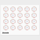 Trendy roze krans monogram adres ronde sticker (Vel)