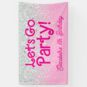 Trendy Roze Laten we feest vieren Verjaardag Spandoek (Verticaal)