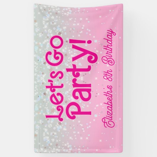 Trendy Roze Laten we feest vieren Verjaardag Spandoek (Verticaal)