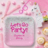 Trendy Roze Laten we feest vieren Verjaardagsfeest Papieren Bordje (Feest)