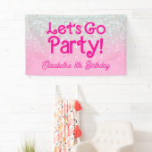 Trendy Roze Laten we naar het feest gaan Verjaarda Spandoek (Insitu)