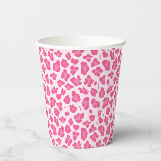 Trendy roze leopard-printerkopjes papieren bekers (Achterkant)