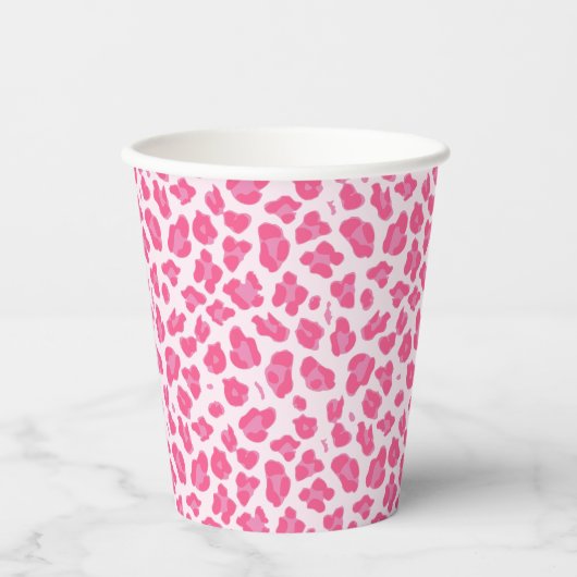Trendy roze leopard-printerkopjes papieren bekers (Voorkant)