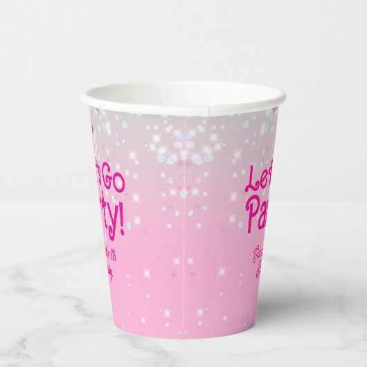 Trendy Roze Let's Go Party Verjaardagsfeestje  Papieren Bekers (Rechts)