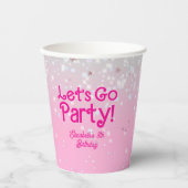 Trendy Roze Let's Go Party Verjaardagsfeestje  Papieren Bekers (Voorkant)
