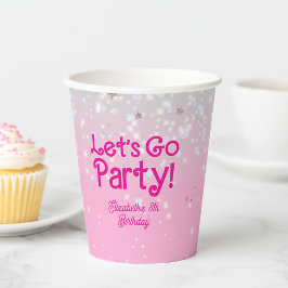 Trendy Roze Let's Go Party Verjaardagsfeestje Papieren Bekers